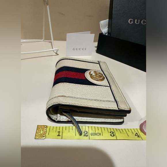 Gucci Ophidia Marmont White Web Bifold Snap Wallet w/box - Picture 9 of 13